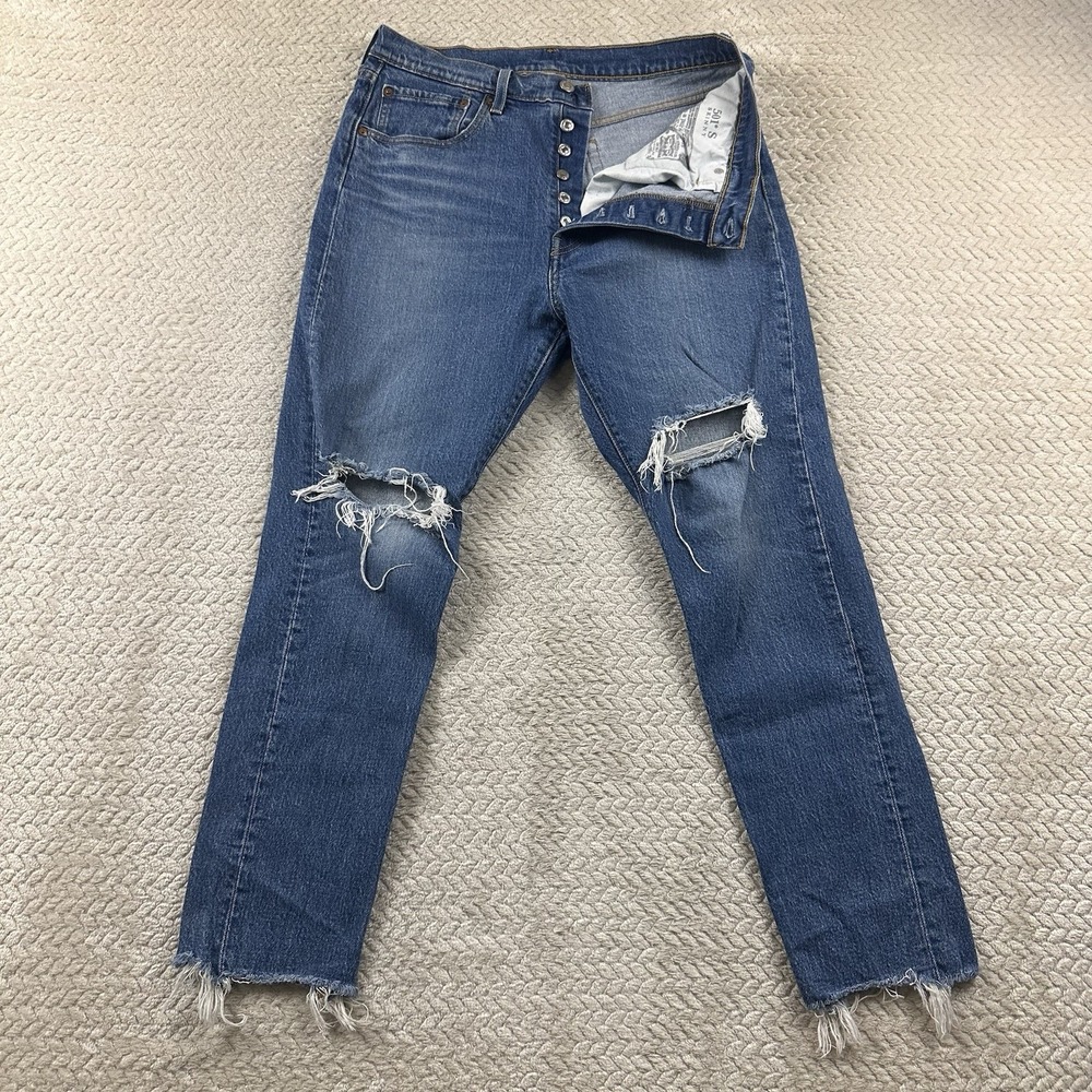Levi's 501 XX Women's Distressed Cropped 31x28 Jeans Stretch Button Fly BOHO 90s